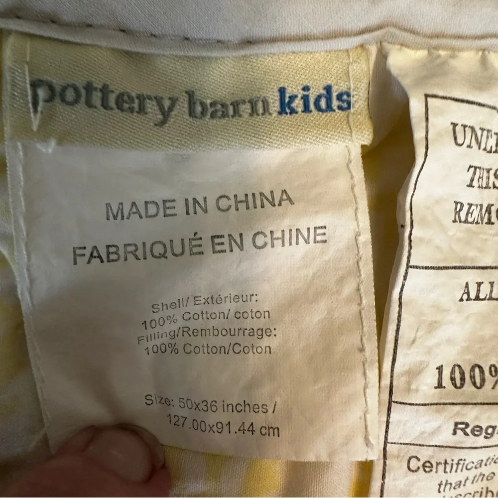Pottery Barn Kids Lara Paisley Gray Yellow Reversible Toddler Baby Crib Quilt